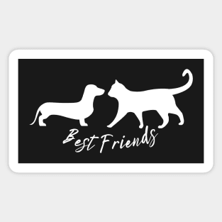 Best Friends Dachshund and Cat White Silhouette Sticker